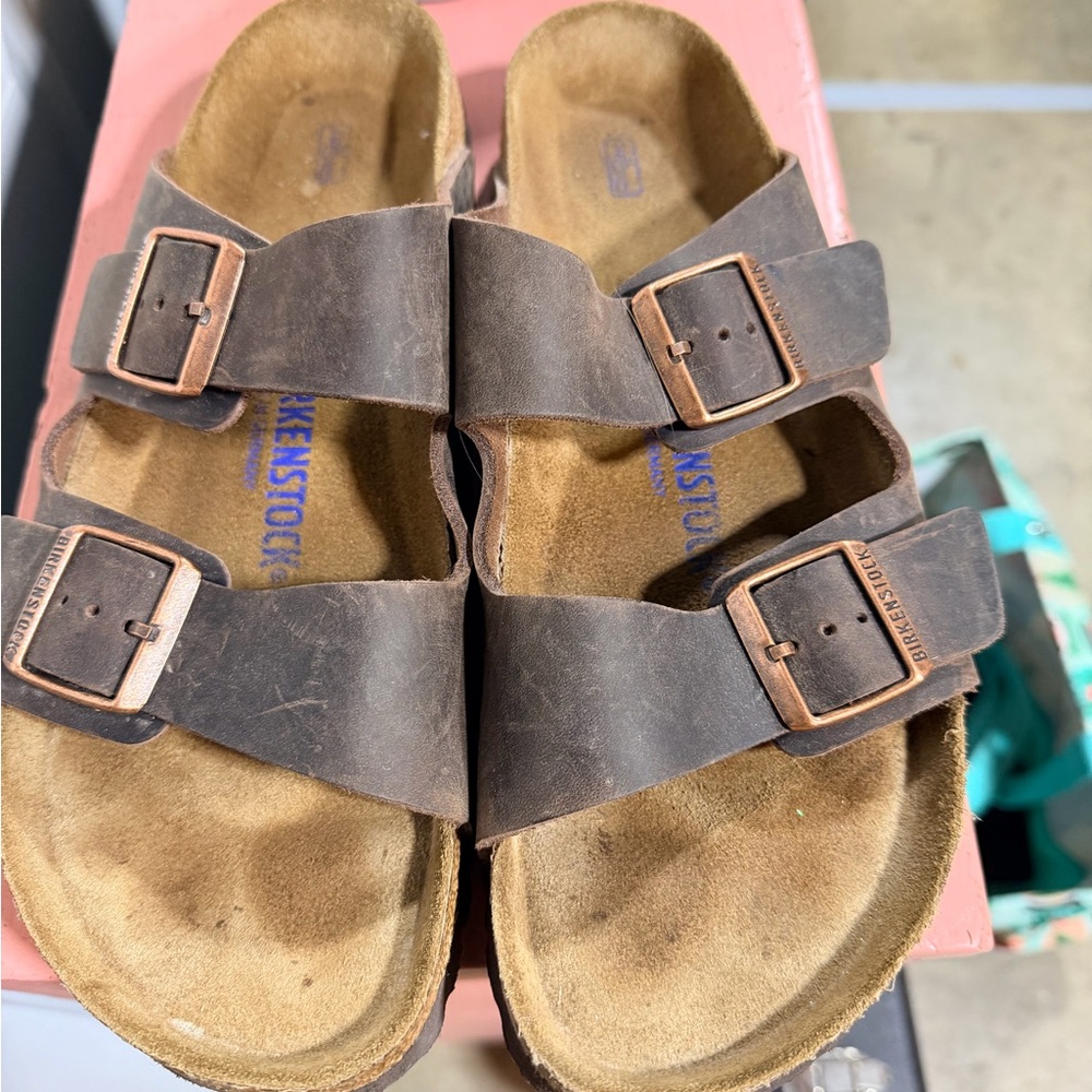 Birkenstock Habana oiled leather soft footbed distressed Arizona Sandals.